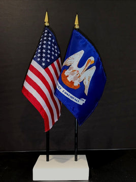 Louisiana and US Flag Desk Set