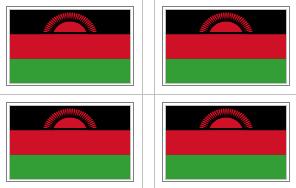 Malawi (RED SUN) Current Flag Stickers - 50 per sheet