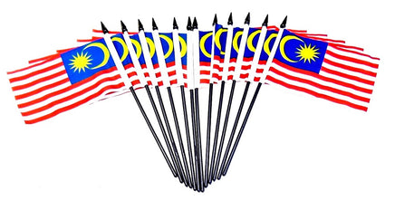 Malaysia Polyester Miniature Flags - 12 Pack