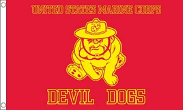 Marines Devil Dog Polyester Flag - 3'x5'