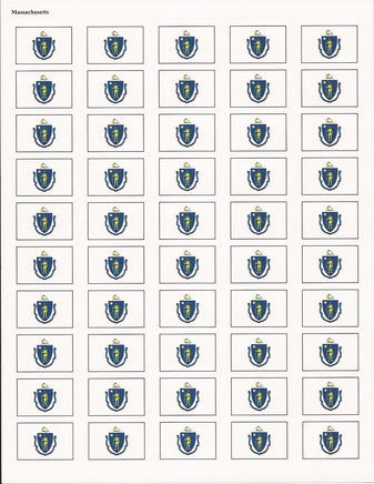 Massachusetts State Flag Stickers - 50 per sheet