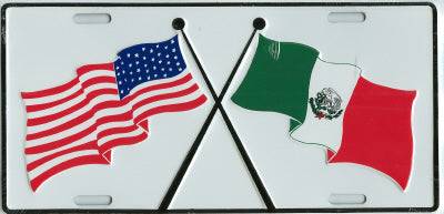 Mexico and US Flag License Plate
