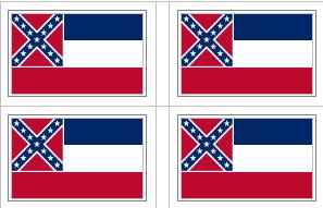 Mississippi State Flag Stickers - 50 per sheet - Old Design