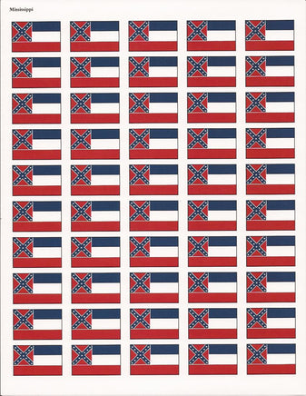 Mississippi State Flag Stickers - 50 per sheet - Old Design