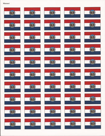 Missouri State Flag Stickers - 50 per sheet