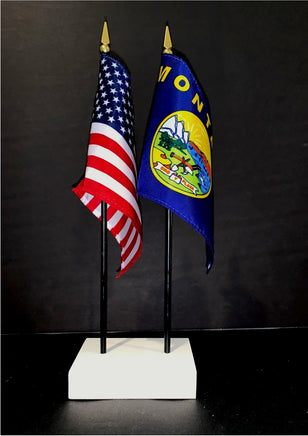 Montana and US Flag Set White Base
