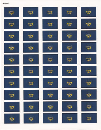 Nebraska State Flag Stickers - 50 per sheet