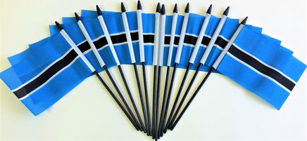 Botswana Polyester Miniature Flags - 12 Pack