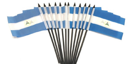 Nicaragua Polyester Miniature Flags - 12 Pack