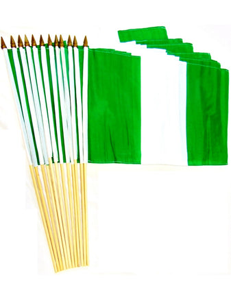Nigeria Polyester Stick Flag - 12"x18" - 12 flags