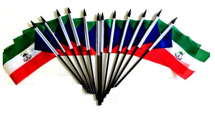 Equatorial Guinea Polyester Miniature Flags - 12 Pack