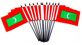 Maldives Polyester Miniature Flags - 12 Pack