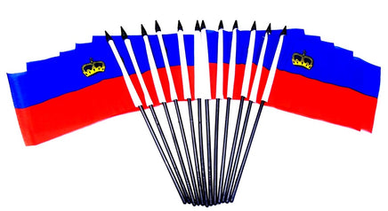 Liechtenstein Polyester Miniature Flags - 12 Pack