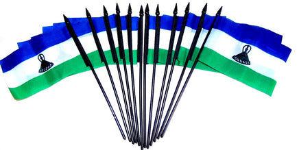 Lesotho Polyester Miniature Flags - 12 Pack