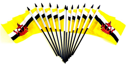 Brunei Polyester Miniature Flags- 12 Pack