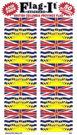 British Columbia Flag Stickers - 50 per pack