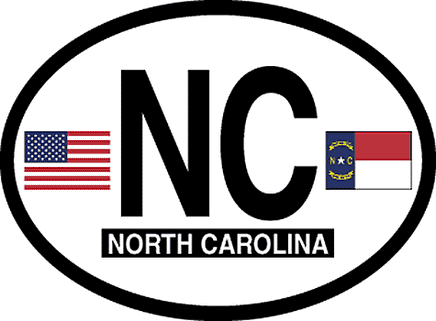 North Carolina Reflective Oval Decal