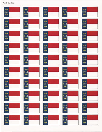 North Carolina State Flag Stickers - 50 per sheet