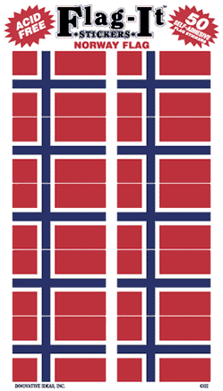 Norway Flag Stickers - 50 per pack