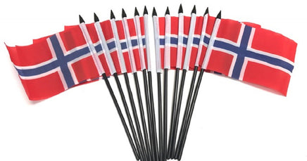 Norway Polyester Miniature Flags - 12 Pack