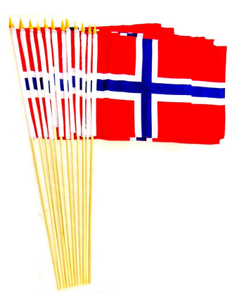 Norway Polyester Stick Flag - 12"x18" - 12 flags
