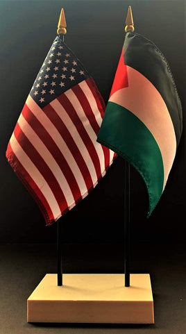 Palestine and US Flag Desk Set