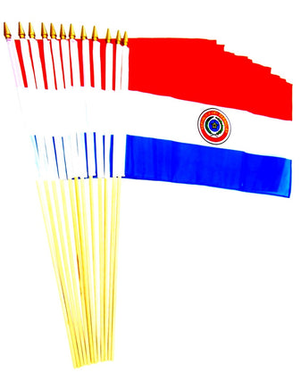 Paraguay Polyester Stick Flag - 12"x18" - 12 flags