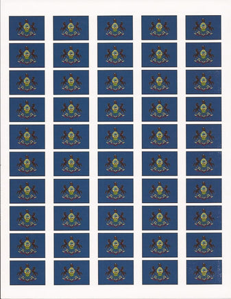 Pennsylvania State Flag Stickers - 50 per sheet