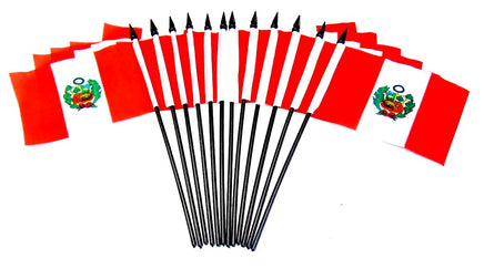 Peru Polyester Miniature Flags - 12 Pack