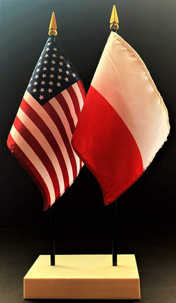 Poland and US Flag Desk Set