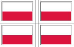 Poland NO EAGLE, CURRENT Flag Stickers - 50 per sheet