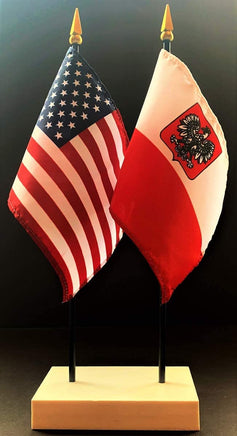 Poland with Eagle and US Flag Desk Set