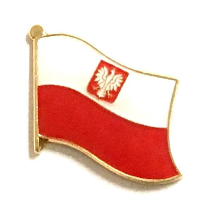 Poland (with Eagle) Flag Lapel Pins - Single