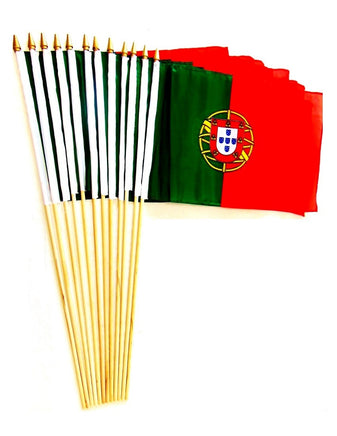 Portugal Polyester Stick Flag - 12"x18" - 12 flags