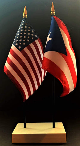Puerto Rico and US Flag Desk Set