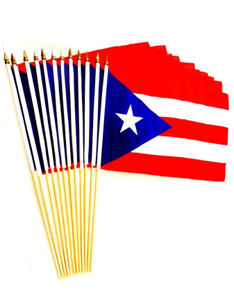 Puerto Rico Polyester Stick Flag - 12"x18" - 12 flags