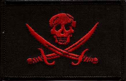 Red Skull with Swords Patch
