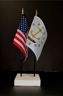 Rhode Island and US Flag Desk Set