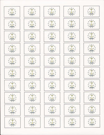 Rhode Island State Flag Stickers - 50 per sheet