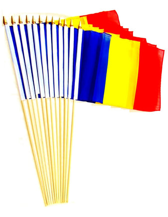 Romania Polyester Stick Flag - 12"x18" - 12 flags