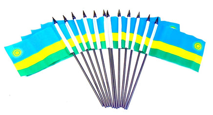 Rwanda Polyester Miniature Flags - 12 Pack