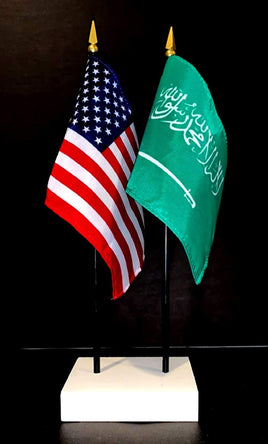 Saudi Arabia and US Flag Desk Set