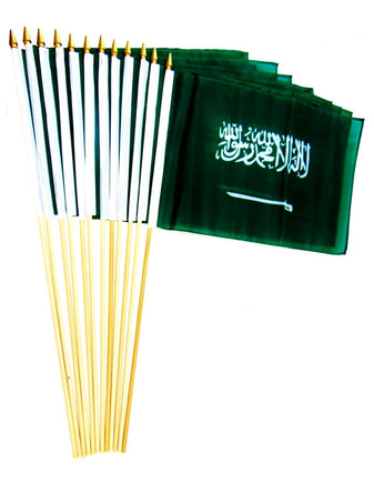 Saudi Arabia Polyester Stick Flag - 12"x18" - 12 flags