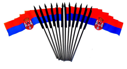 Serbia Polyester Miniature Flags - 12 Pack