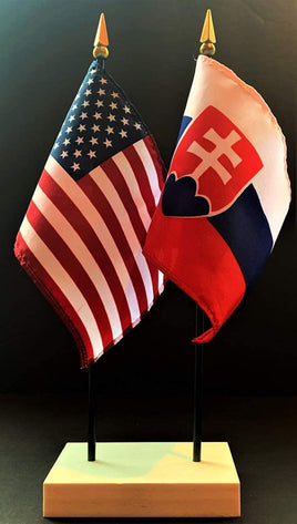 Slovakia and US Flag Desk Set