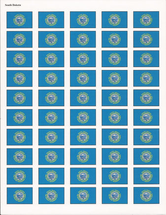 South Dakota State Flag Stickers - 50 per sheet