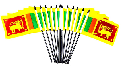 Sri Lanka Polyester Miniature Flags - 12 Pack