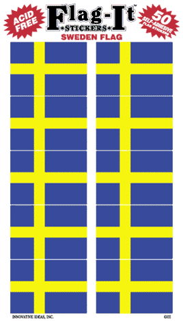 Sweden Flag Stickers - 50 per pack
