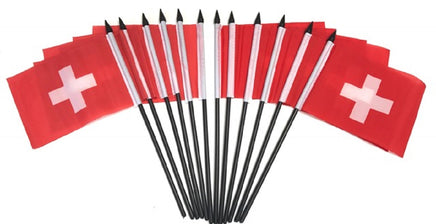 Switzerland Polyester Miniature Flags - 12 Pack