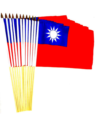 Taiwan Polyester Stick Flag - 12"x18" - 12 flags